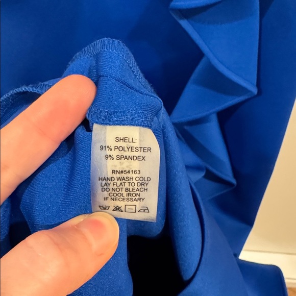 Calvin Klein Women’s Asymmetrical Royal Blue Dress Sleeveless Side Ruffle Size 8 - Picture 5 of 5